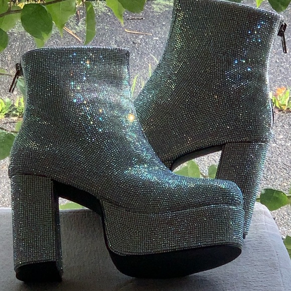 NIB Crystal Encrusted Platform Boots - Picture 5 of 8